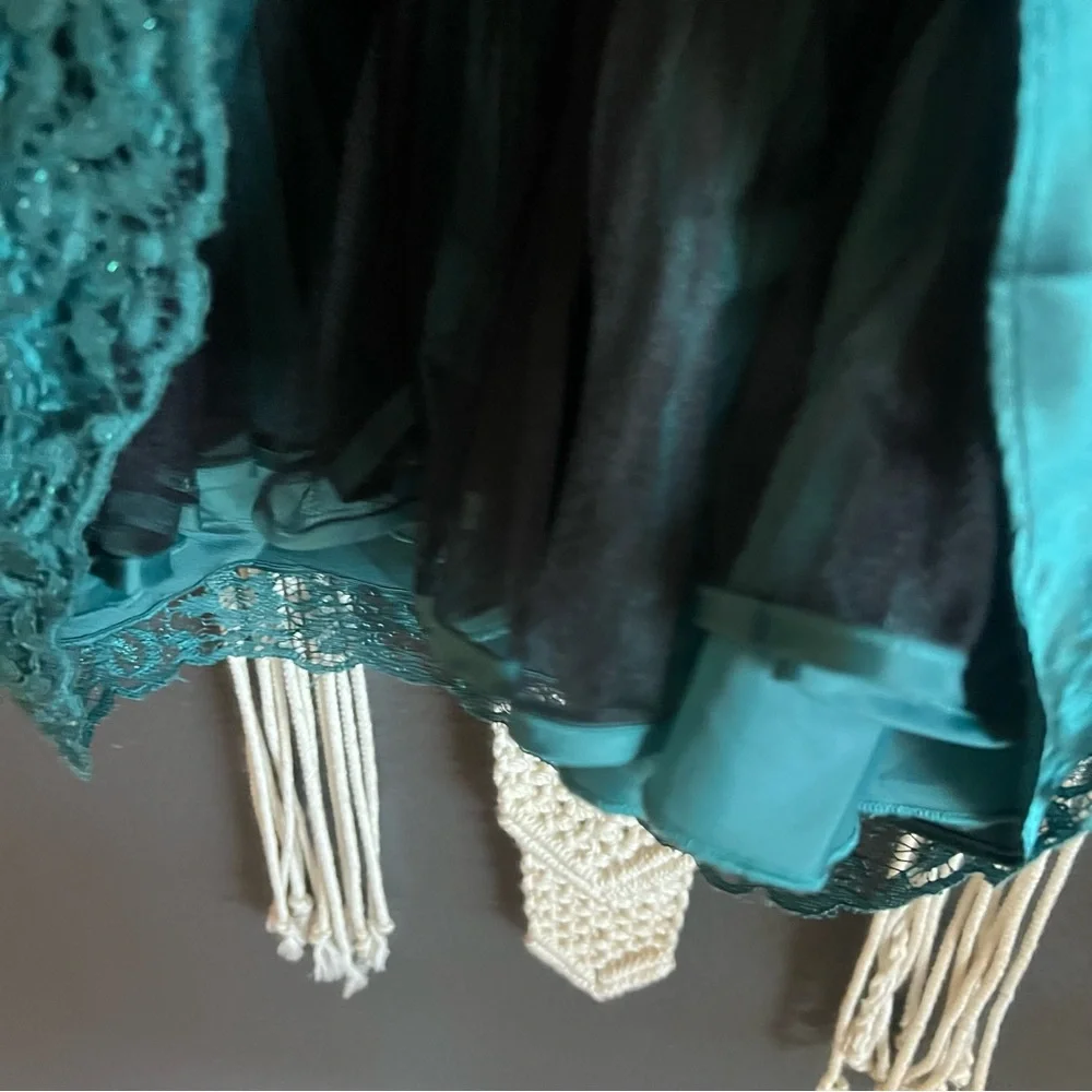 Jona Michelle Velvet And Lace Christmas Dress Girls Size 10 Emerald Green - Picture 4 of 5